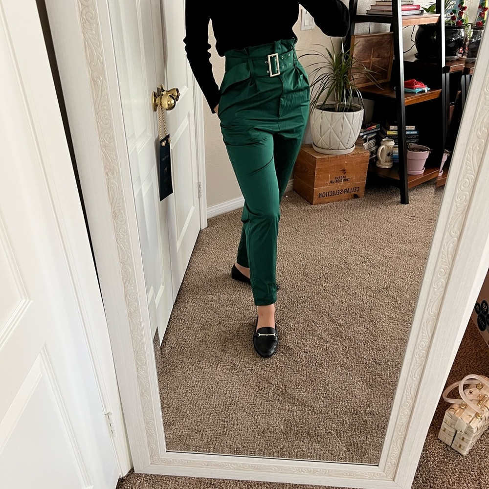 Super high waist paper bag pants